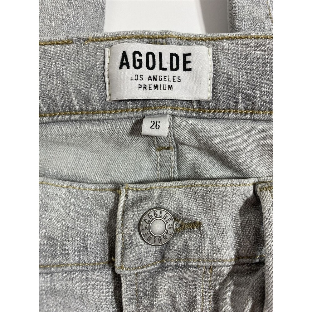 AGOLDE Jeans Women's 26 Gray Grey High Rise Ankle Skinny Stretch Distressed - Picture 12 of 14